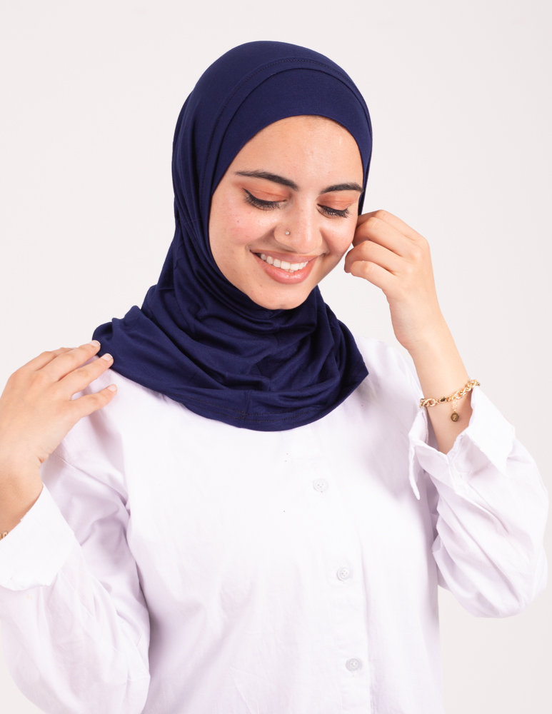 مصنع كشمير تلبيسه حجاب قطعتين بدون خياطة  كحلي