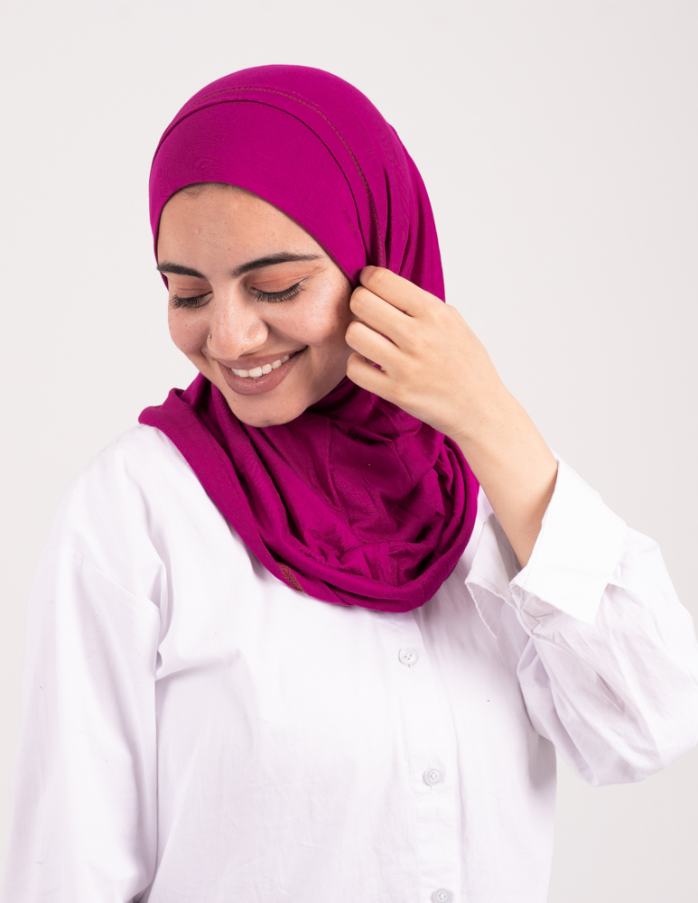 مصنع كشمير تلبيسه حجاب قطعتين بدون خياطة  موف فوشيا