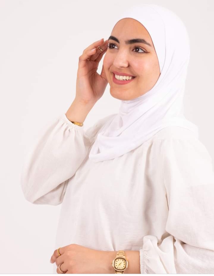 White Headscarf With Two Piece without sewing