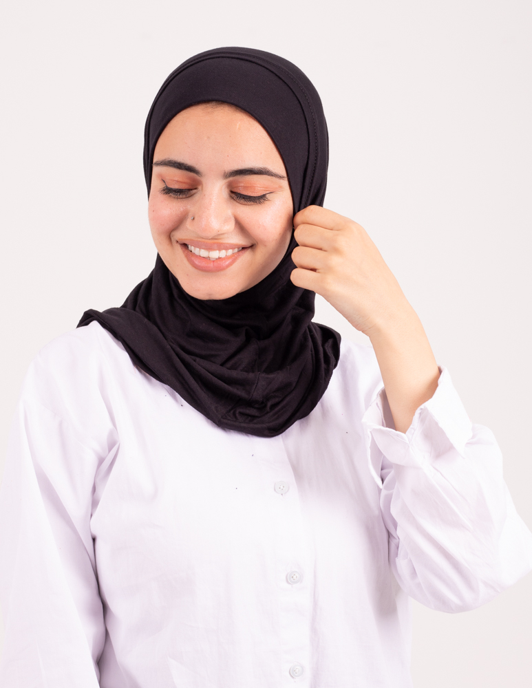 Black  Headscarf With Two Piece without sewing