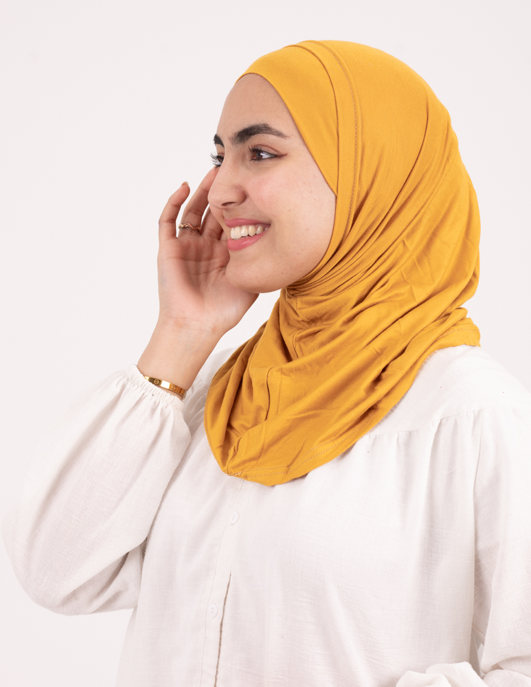 Mustard Headscarf With Two Piece without sewing