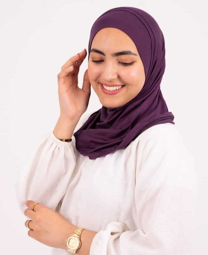 Eggplant Purple  Headscarf With Two Piece