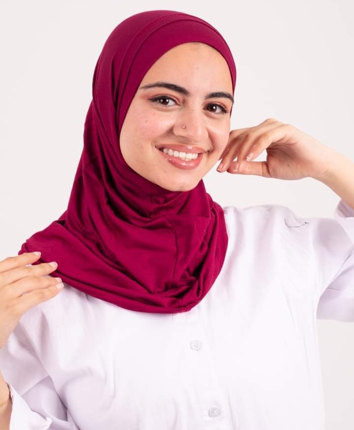 Dark Red  Headscarf With Two Piece