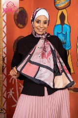 Satin scarf printed with kashmeir colors in black