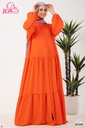 Orange  Long Dress Button Front - 1 - سي واي