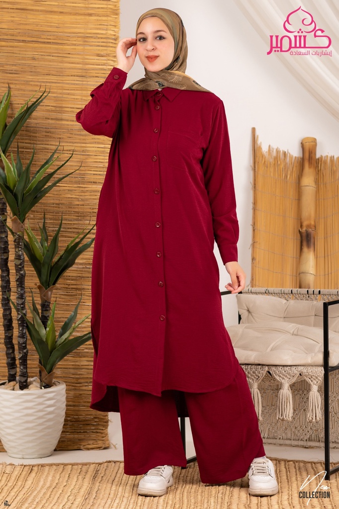 CY dark red Long Tonic Suit