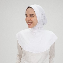 [مصنع جميلة تلبيسه بونية رقبه بدعامه ابيض] White Jamila Headscarf neck with doaama