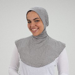 [مصنع جميلة تلبيسه بونية رقبه بدعامه رمادي فاتح] Light Gray Jamila Headscarf neck with doaama