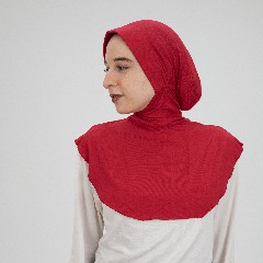 [مصنع جميلة تلبيسه بونية رقبه بدعامه احمر ] Red Jamila Headscarf neck with doaama