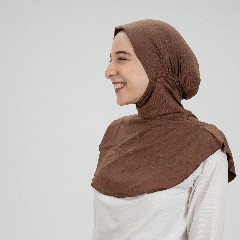 [مصنع جميلة تلبيسه بونية رقبه بدعامه بني] Brown Jamila Headscarf neck with doaama