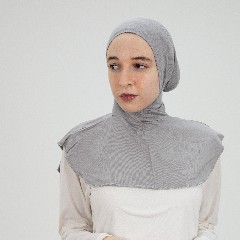 [مصنع جميلة تلبيسه بونية رقبه بدون دعامه رمادي فاتح] Silver Gray  Jamila Headscarf neck without doaama