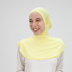 [مصنع جميلة تلبيسه بونية رقبه بدون دعامه اصفر] Light Yellow  Jamila Headscarf neck without doaama