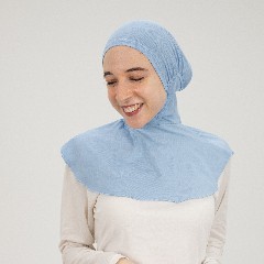 [مصنع جميلة تلبيسه بونية رقبه بدون دعامه لبني فاتح] Light Blue  Jamila Headscarf neck without doaama