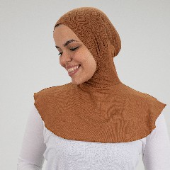 [مصنع جميلة تلبيسه بونية رقبه بدون دعامه جملي] Light Brown  Jamila Headscarf neck without doaama