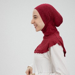 [مصنع جميلة تلبيسه بونية رقبه بدون دعامه نبتي] Dark Red  Jamila Headscarf neck without doaama