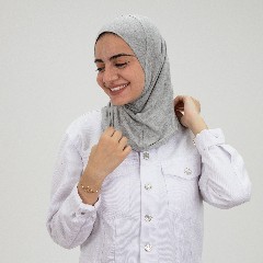 [مصنع جميلة تلبيسه حجاب صغير جراي منغمش ] Melange Gray  Jamila Small Headscarf