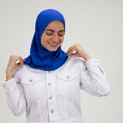 [مصنع جميلة تلبيسه حجاب صغير ازرق زهرى] Blue  Jamila Small Headscarf