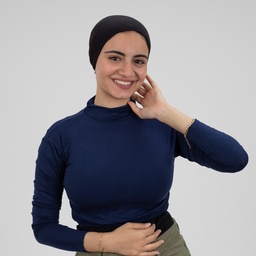 [مصنع التوبة بادي نص بادي كم كحلي] Navy Crop Top Long Sleeve