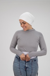 [مصنع التوبة بادي نص بادي كم رمادي وسط] Mid Gray Crop Top Long Sleeve