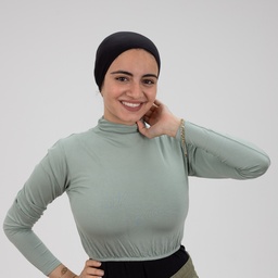 [مصنع التوبة بادي نص بادي كم مينت] Mint Crop Top Long Sleeve