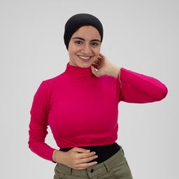 [مصنع التوبة بادي نص بادي كم موف فوشيا] Mauve Fuchsia Crop Top Long Sleeve