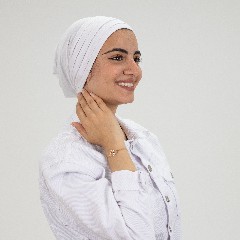 [مصنع التوبة بونية بليسيه ابيض] White Pleated Inner Cap