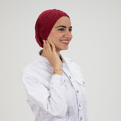 [مصنع التوبة بونية بليسيه نبيتي] Dark Red Pleated Inner Cap