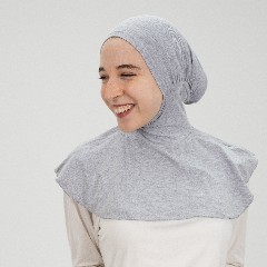 [مصنع التوبة تلبيسه بونية رقبه بدون دعامه جراي فاتح منغمش] Melange Gray Headscarf Neck Inner Cap Without Doaama