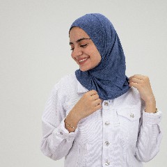 [مصنع التوبة تلبيسه حجاب صغير ازرق جينز] Melange Navy Small Headscarf