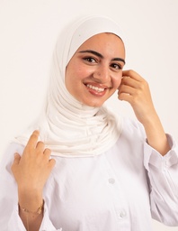 [تلبيسه حجاب قطعتين بدون خياطة  اوف وايت] Off White  Headscarf With Two Piece without sewing