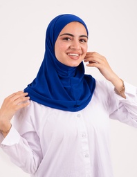 [تلبيسه حجاب قطعتين بدون خياطة  ازرق زهرى] Blue Headscarf With Two Piece without sewing