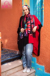 [بونشو نصين احمر * اسود] Red and Black Poncho in two colors