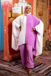 [بونشو نصين لافندر * اوف وايت] Lavender and Off white Poncho in two colors