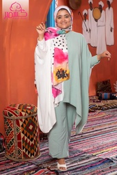 [بونشو نصين مينت * اوف وايت] Mint Green and Off white Poncho in two colors