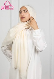 [ايشارب مستطيل عريض مطبوع - Print-8] Off white cotton scarf