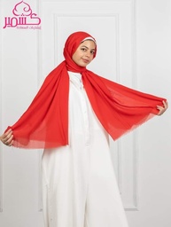 [ايشارب مستطيل عريض مطبوع - Print-17] Red cotton scarf 