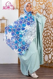 [ايشارب مستطيل عريض مطبوع - Print(2)(s3)]  Scarf with Islamic style in blue and white