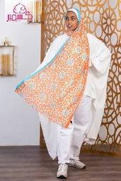 [ايشارب مستطيل عريض مطبوع - Print(2)(s13)] Scarf with Islamic style in turquoise and orange