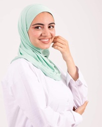 [مصنع التوبة تلبيسه حجاب قطعتين فيروزي فاتح] Light Teal Headscarf With Two Piece without sewing