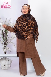 [ايشارب مستطيل عريض مطبوع - Print(7)(s4)]  Brown tiger scarf 