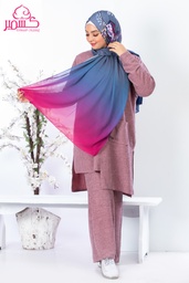 [ايشارب مستطيل عريض مطبوع - Print(7)(s15)] Scarf in gradient indigo and fuchsia with pattern