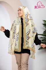 [ايشارب مستطيل عريض مطبوع - Print(8)(S8)]  Scarf with a beige background filled with black dots