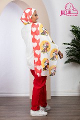 [ايشارب مستطيل عريض مطبوع - Print(8)(S11)] Scarf printed in white and red colors