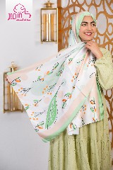 [ايشارب مستطيل عريض مطبوع - Print(2)(s12)] Green apple leaf scarf with a semon border