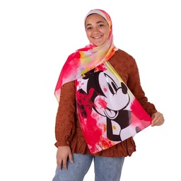 [ايشارب مستطيل كنز مطبوع- Print(1)(s11)] Small sized red Mickey Mouse scarf