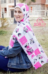 [ايشارب مستطيل كنز مطبوع- Print(1)(s19)] Small sized pink Mickey Mouse scarf