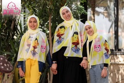 [ايشارب مستطيل كنز مطبوع- Print(1)(s26)] Small sized bogy and tmtm yellow scarf 