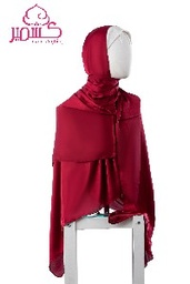 [ايشارب مستطيل عريض مطبوع - Print(1)(s3)] Dark red plain satin scarf 