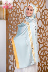 [ايشارب مستطيل عريض مطبوع - Print(2)(s36)] Satin scarf in turquoise and orange colors