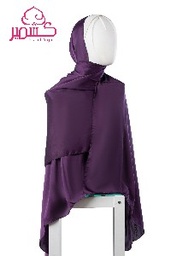 [ايشارب مستطيل عريض مطبوع - Print(1)(s7)] Purple plain satin scarf 